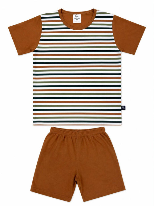 Children's Pajamas 100% Cotton | T-shirt and Shorts: Riscas / 6A